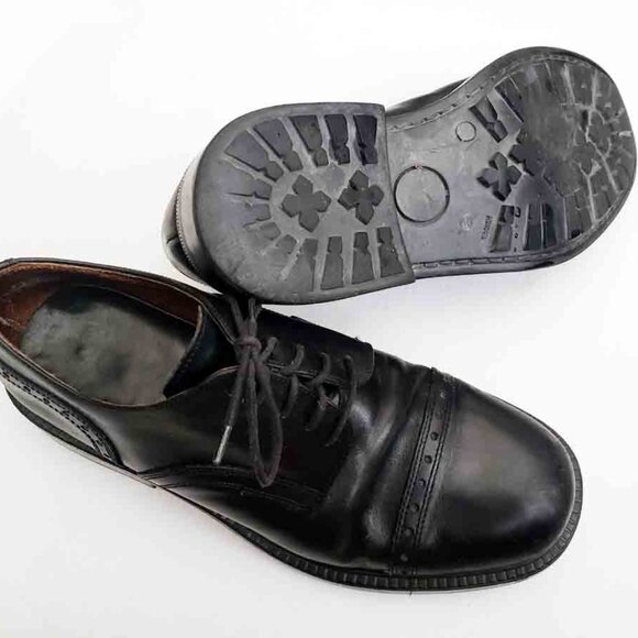Vintage Modial Italy Oxford Brogue Shoes Black Leather Men's Size 9.5D - Picture 4 of 4